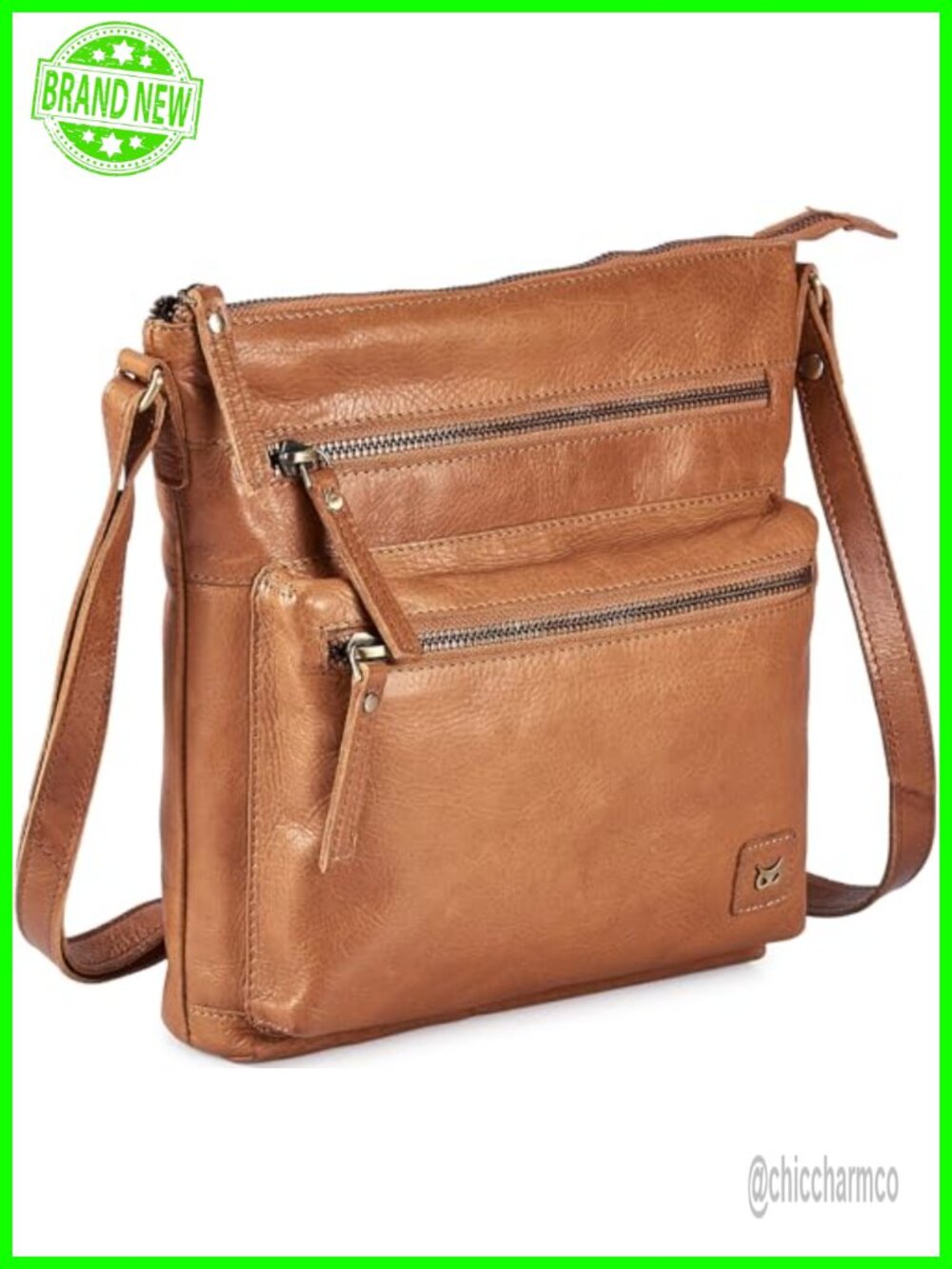 Full-Grain Cow Leather Crossbody Sling Bag for Women